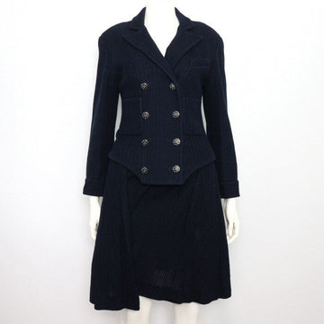 CHANEL Damenjacke mit CC-Button P45494 in Navy + Damenrock mit CC-Button P45495 in Navy Set 152898622