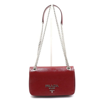 Prada Saffiano Verni Enamel Silver Logo Flap Chain Shoulder Bag and Crossbody Bag 1BD147 152893008