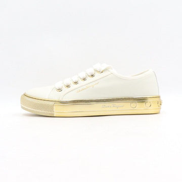 Salvatore Ferragamo TULLY 5 White Leather Metallic Gold Men's Sneakers 10737 152898167