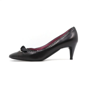 Salvatore Ferragamo Black Leather Ribbon Logo Pumps 30513 152897688