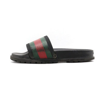 GUCCI 429469 schwarze Gummi-Web-Slide-Sandaletten aa46263 152897818