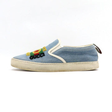Gucci Dublin Blue Kura Denim Embroidered Logo Men's Slip-On Sneakers 548644 152898155