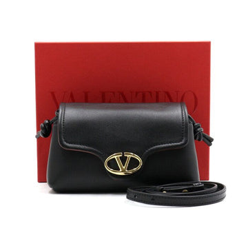 VALENTINO Mini Schultertasche aus schwarzem Leder mit V-Logo 1960 152892943