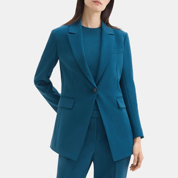 THEORY リファーブ商品 サイズ10(L) シングルブレザー クレープ ティルブルー O029105R 122643059