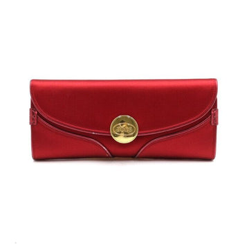 Tods Red Flap Evening Clutch Bag with Gold Logo Button aa46541 152892812