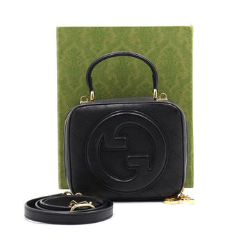GUCCI Blonde Tote Bag aus schwarzem Leder mit Handgriff und Schulterriemen aa46703 152892651