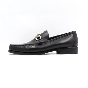 SALVATORE FERRAGAMO Schwarze Leder-U-Tip-Schuhe mit Silber-Gancini-Applikation 26653 152898043