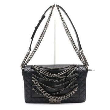 CHANEL ボーイ シャネル チェーン装飾 シルバーショルダーバッグ クロスボディバッグ 98213 152893044