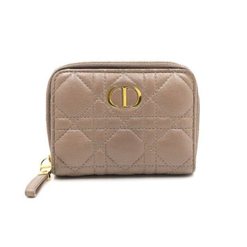 DIOR Damen Compact Zip Geldbörse in braunem Lammleder Cannage Karomuster 47281 152895604