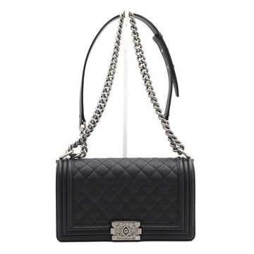 CHANEL Boy Caviar Medium Flap Silver Chain Shoulder Bag A67086 152892642