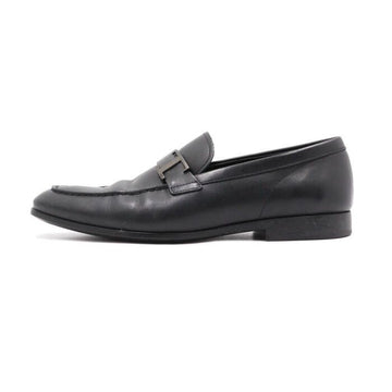 TODS ブラックレザーシルバーTロゴ紳士靴 aa47516 152897961