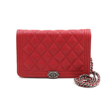 CHANEL Red Caviar WOC Boy Chain Crossbody and Shoulder Bag AP1117 152892845