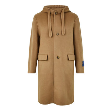 OFF WHITE Hooded Coat Camel 320847 128246396