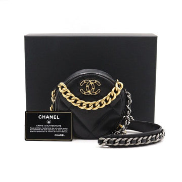 CHANEL AP0945 19 ブラック タンバリン ラウンド チェーンショルダーバッグ 機能付き クロスバッグ 152892687