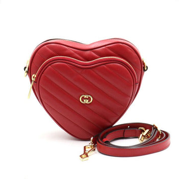 GUCCI レッド インターロッキング G ダイアグナル ミニ ハート ショルダーバッグ兼クロスバッグ aa48335 152893015