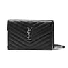SAINT LAURENT Envelope Chain Schultertasche mit Silberdetails 695108 BOW02 1000 Schwarz 127030478 [P]
