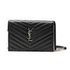 SAINT LAURENT Envelope Chain Schultertasche mit Silberdetails 695108 BOW02 1000 Schwarz 127030478 [P]