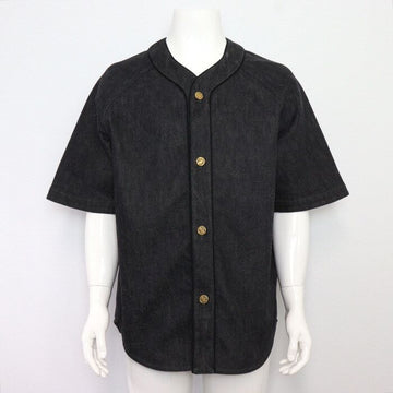 Louis Vuitton Black Embossed Monogram Baseball Men's Denim Shirt Jacket 1A9GTJ 152899013
