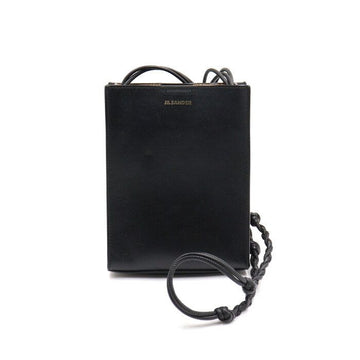JIL SANDER+ ブラックレザー スモール タングルフォンホルダー クロスボディバッグ兼ショルダーバッグ aa48649 152892957