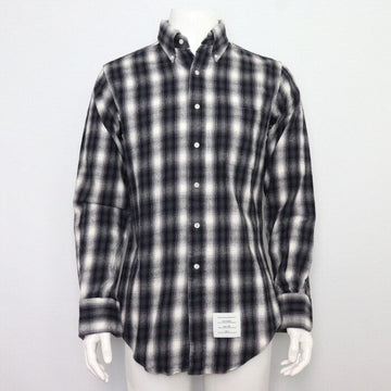 THOM BROWNE Schwarzes Baumwollhemd mit Karomuster A49069 152898730