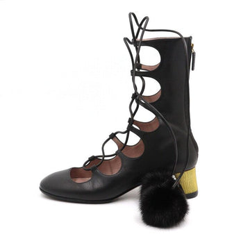 GUCCI HELOISE Puff-Schuhe aus Leder mit Schnürung in Schwarz 16 Saison 152897766