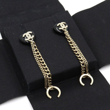 CHANEL レジンクリスタルCCブラックハートチェーンカフイヤリング 22シーズン aa49319 152896448