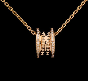 BULGARI 18k 360248 ビゼロワン ロック ペンダント 18K ローズゴールド ダイヤ ネックレス 7525723642 128034006