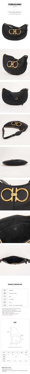 Salvatore Ferragamo 21 2885 NERO Maxi Gancio Shoulder Bag 76551569 [P]