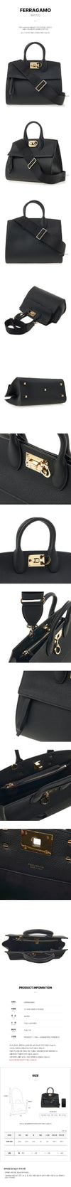 Salvatore Ferragamo 21 4493 NERO 0763095 FW24 Medium Studio Tote Bag 127066800 [P]