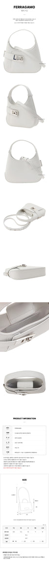 Salvatore Ferragamo Optic White Mini Gancini Hobo Crossbody 146848899 [P]