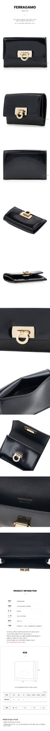 Salvatore Ferragamo Gancini Card Holder 22 0435 NERO 0760662 55440942 [P]