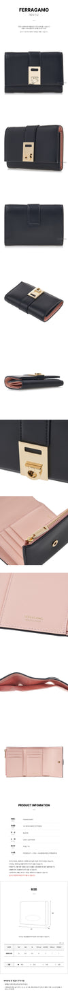 SALVATORE FERRAGAMO 22 0630 NERO 0770860 SS25 Damen HUGG Compact Geldbörse 134049190 [P]
