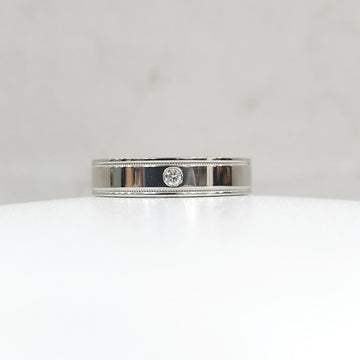 TIFFANY & CO Diamant 1P Together Doppel Milgrain Band Ring Platin 4.5 3360498 [P]