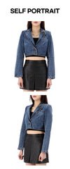 Self-Portrait Cropped Denim Jacket PF23816JBL BLUE 54033838 [P]