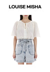 LOUISE MISHA 44サイズ 半袖ブラウス MARINE OFFWHITE 49670042 [P]