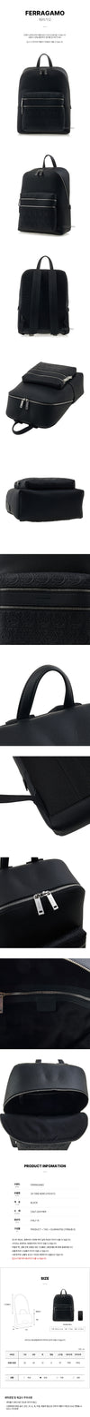 SALVATORE FERRAGAMO 24 1366 NERO 0763372 SS25 Herren Embossed Rucksack 140049889 [P]