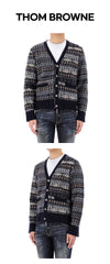 THOM BROWNE Shetland-Schafwoll-Mischung V-Ausschnitt Cardigan 146989545 [P]