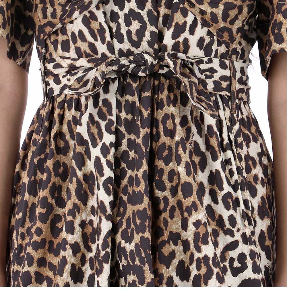 Ganni Leopard Tie Strap Midi Dress 25FW W0373 943 138333187