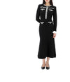 Self-Portrait Lucky Chance Pearl Trim Knit Midi Dress 123904074 [P]
