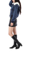 SELF-PORTRAIT Strickkragen Jeansjacke RS25818JBL BLAU 157871164 [P]