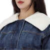 SELF-PORTRAIT Strickkragen Jeansjacke RS25818JBL BLAU 157871164 [P]