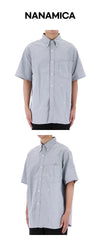NANAMICA Kurzarmhemd mit Knopfverschluss, Größe S, Windschutz, grau-navy 133032095 [P]