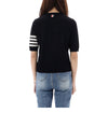 THOM BROWNE Merino-Woll-Kurzarmstrickpullover mit diagonalen Streifen FKA471B Y1014 415 158579671 [P]