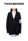 THOM BROWNE Merinowolle gestreifter V-Ausschnitt Cardigan 158505956 [P]