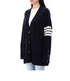 THOM BROWNE Merinowolle gestreifter V-Ausschnitt Cardigan 158505956 [P]