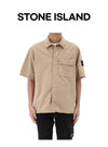 STONE ISLAND 26SS ワッペンパッチボタン半袖シャツ 1200031 S00WN V019A 153900870 [P]