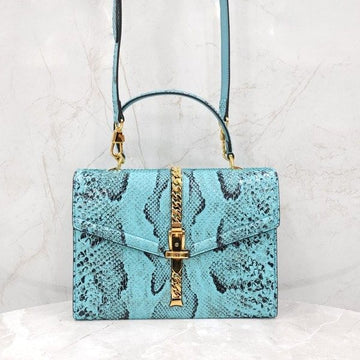 Gucci Limited Edition Blue Python Top Handle Shoulder Bag 602781 7956 2750079 [P]