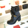 GUCCI Matelassé Damenstiefel 719849 AAA5W Leder Schwarz Luxus Damenschuhe 129137350 [P]