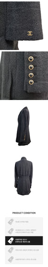 CHANEL Tweed Long Jacket Black 38 P19311 162889361 [P]