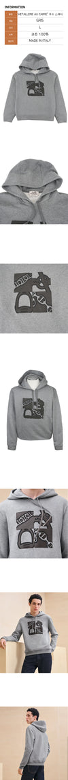 Hermes Leather Patch Hooded Sweatshirt for Men 24FW 125517095 [P]